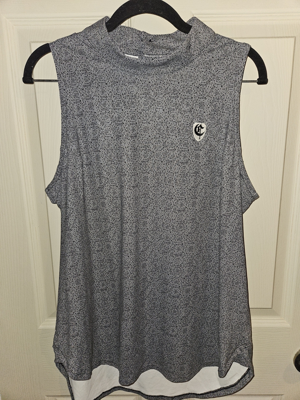 Peter Millar Sleeveless Mock Neck Gray Geometric Tank